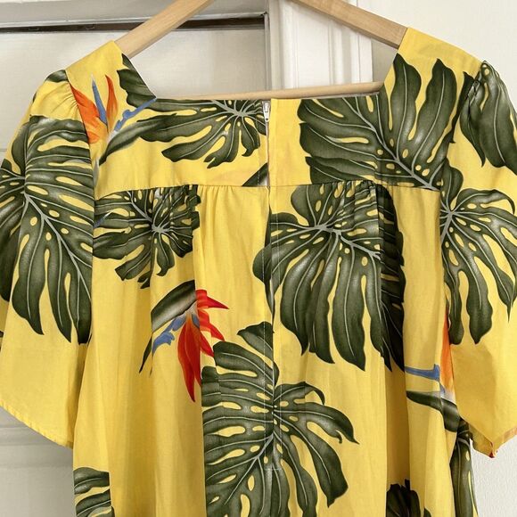 New Blue Hawaii Dress Size 2xl Hawaiian Sunny Yellow Tropical Floral MuMu NWT - Picture 9 of 10